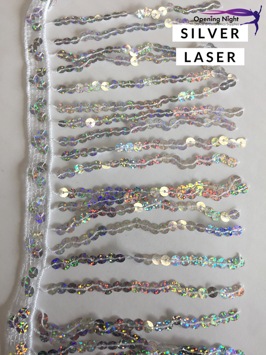 Silver Laser - Sequin Fringe 15cm