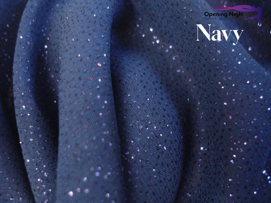 Navy Glitter Chiffon - remnant 65cm
