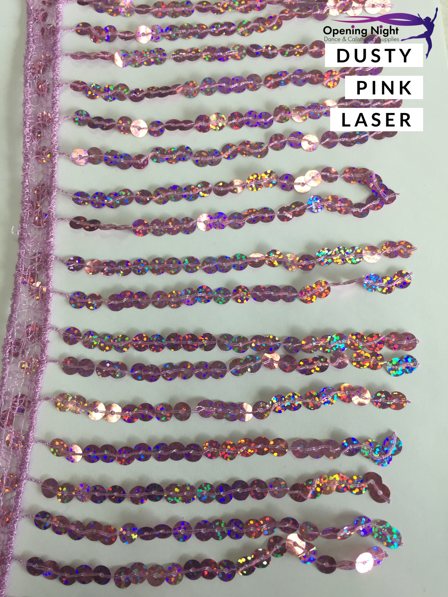 Dusty Pink Laser - Sequin Fringe 15cm