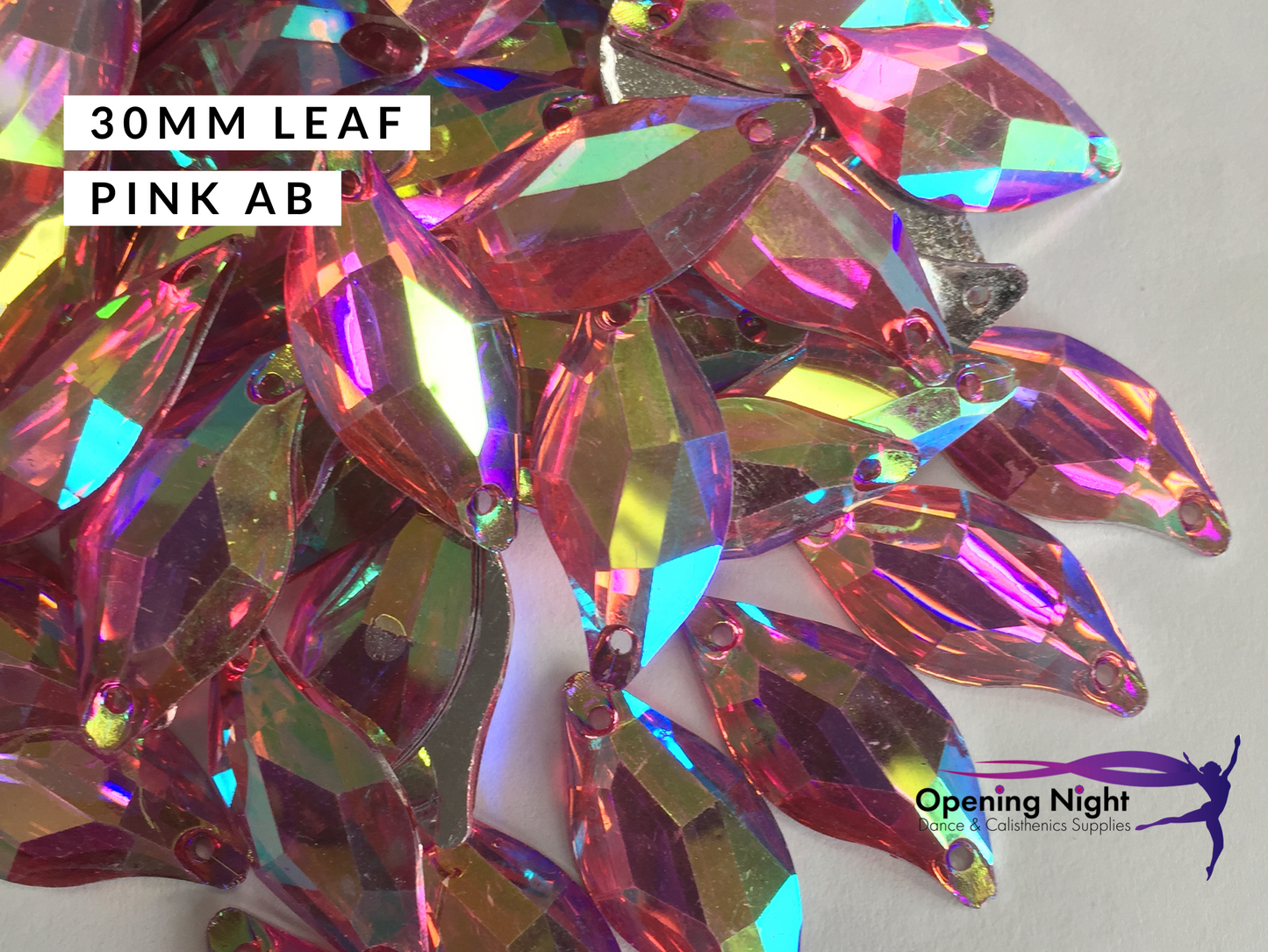 30mm, Leaf - Pink AB