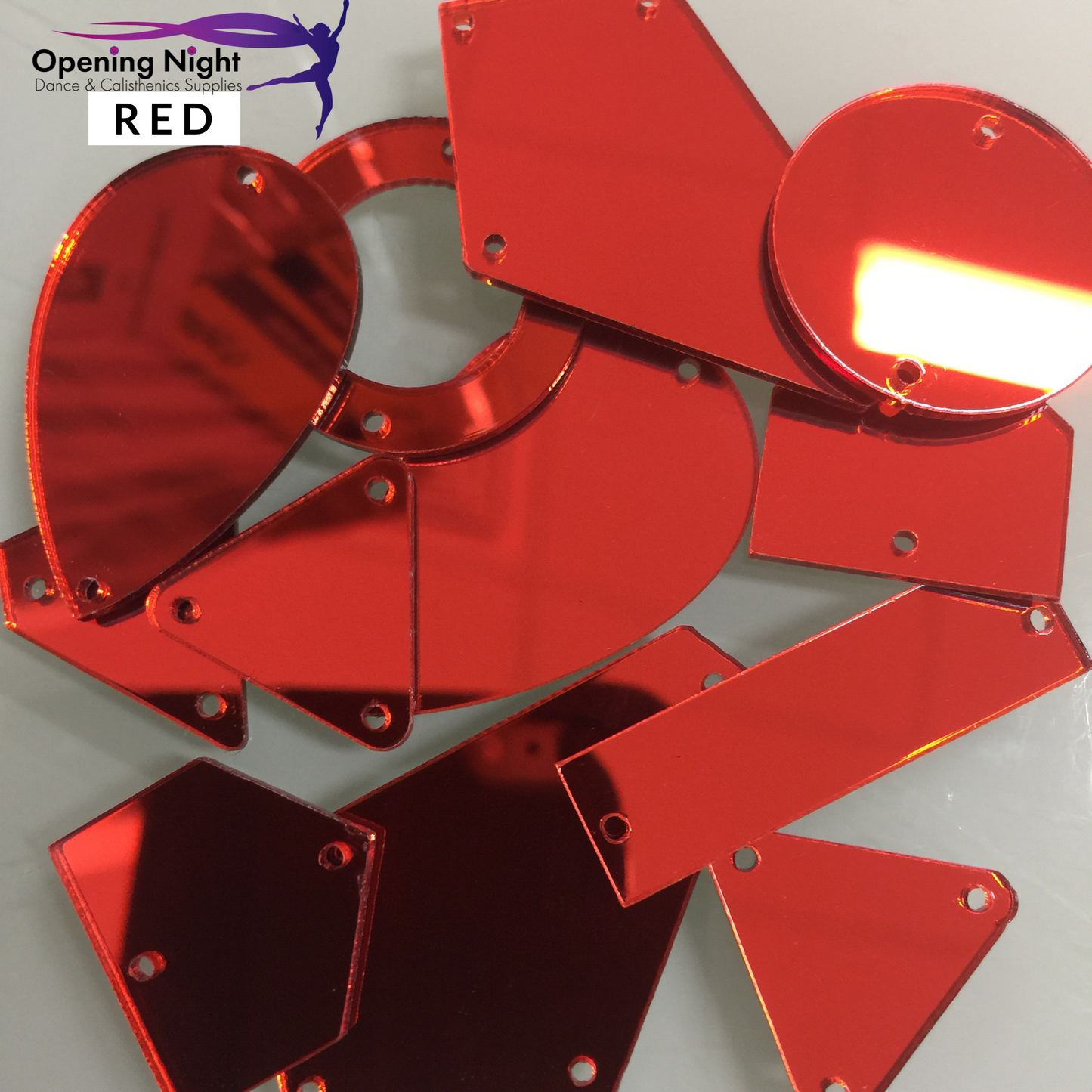 Acrylic Mirror Pieces - Red