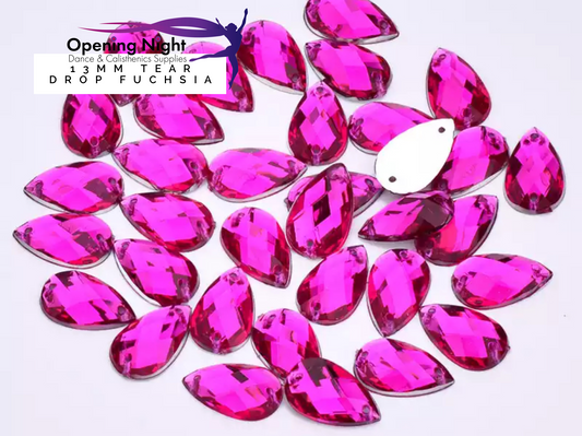 13mm, Tear Drop - Fuchsia