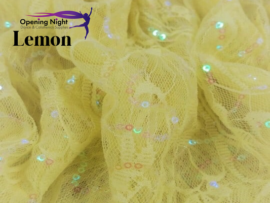 Lemon Floral Belle Sequin Stretch Lace - remnant 83cm