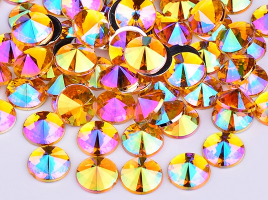 10mm Rivoli - Yellow AB - Glue On