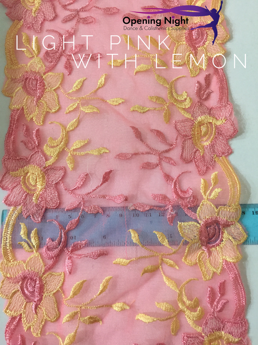 Light Pink Lemon Flowers - Lace Border