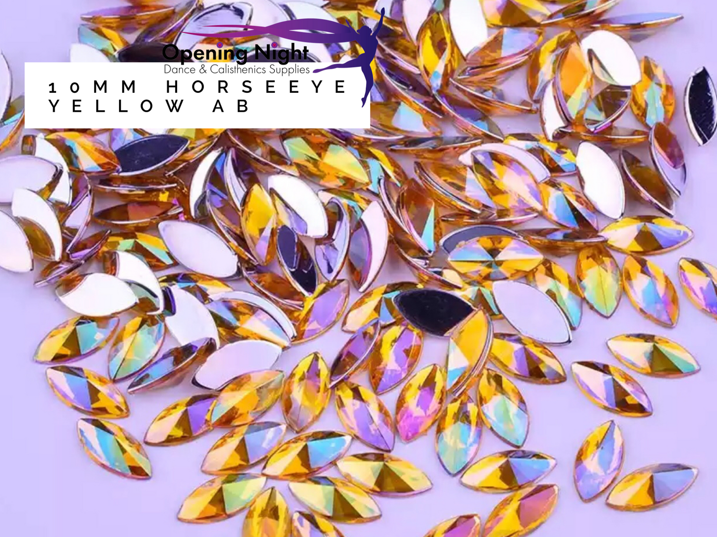 10mm, Horseeye - Yellow AB  (Glue on)