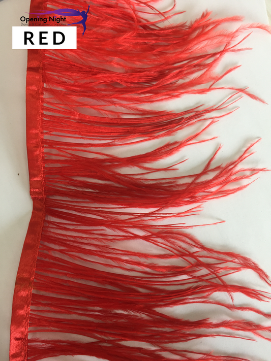 Red - Ostrich Feather Trim 15cm